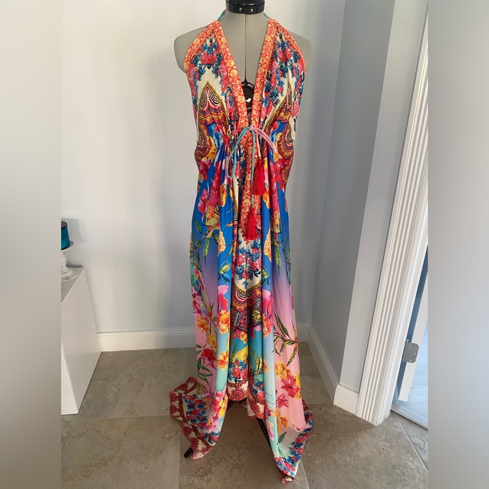 RANEE’S Resort Floral Print Halter Maxi Dress OS NEW NWOT